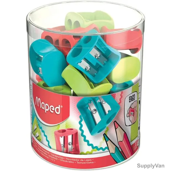 Maped Vivo Pencil Sharpener In Box, MD-506200, 2 Hole, Red/Blue/Green, 28 Pcs/Set