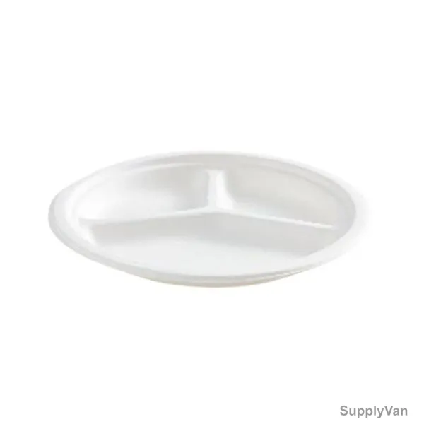 Dfac Pack 3 Compartment Round Plate, 10 Inch Dia, 500 Pcs/Carton — image 1