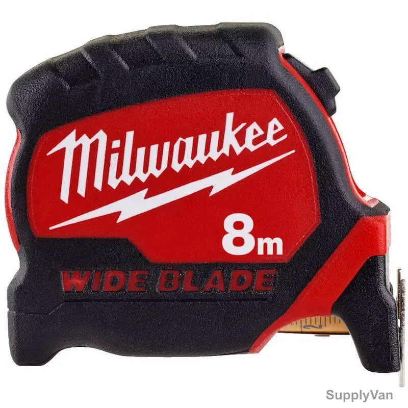 Milwaukee Premium Wide Blade Tape Measure, 4932471816, 33 x 8 Mtrs, Red/Black — image 1