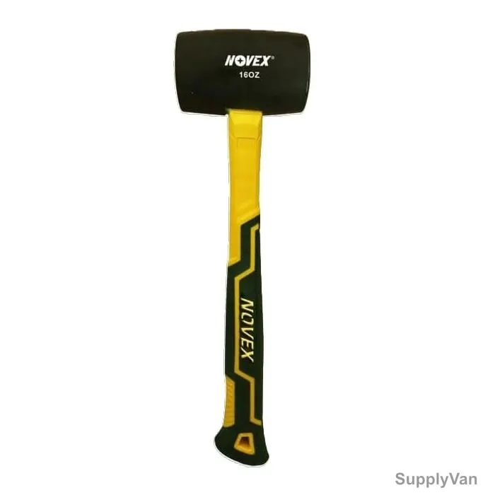 Novex Heavy Duty Double Faced Mallet Hammer, NHT-RMH-16, Rubber/Fiberglass, 16 Oz, Black/Yellow — image 1