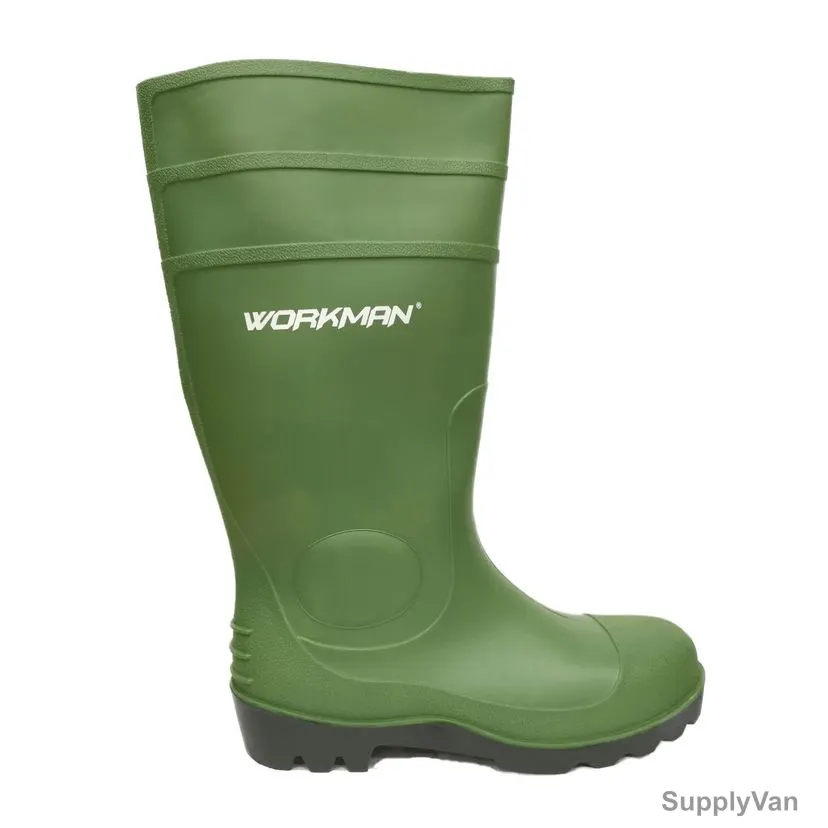 Workman Steel Toe Gumboots, PVC, Green, 7.5UK