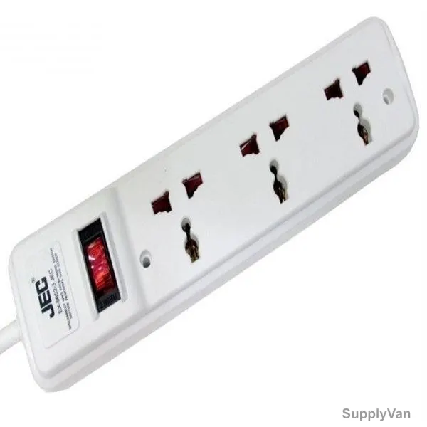 JEC 3 Way Extension Socket, EX-5652-3, 3 Mtrs, White