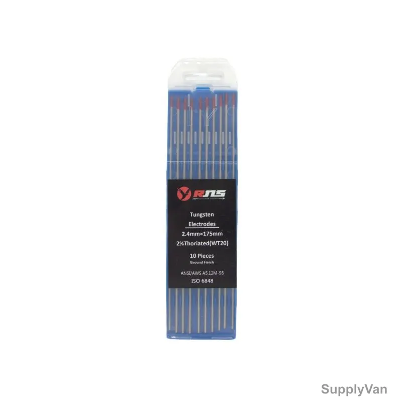 Rns WT20 Thoriated Tungsten Electrode, 2.4MM Dia x 175MM Length, Red, 10 Pcs/Pack — image 1