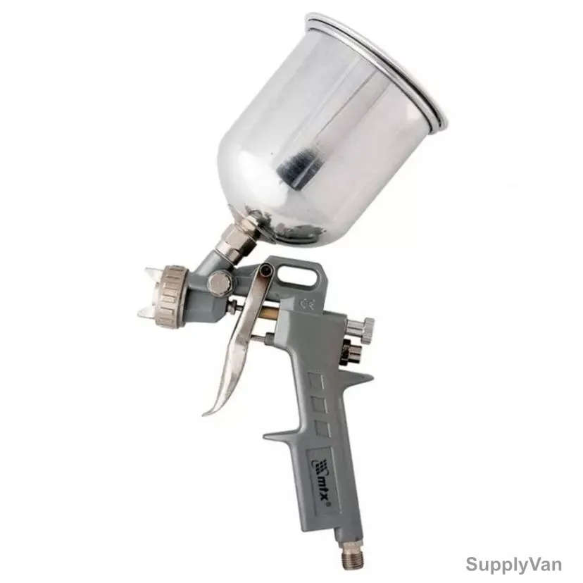 MTX Pneumatic Paint Gun With Upper Tank, 573149, 4 Bar, 1/4 Inch Connection Size, 600ML Tank Capacity — image 1