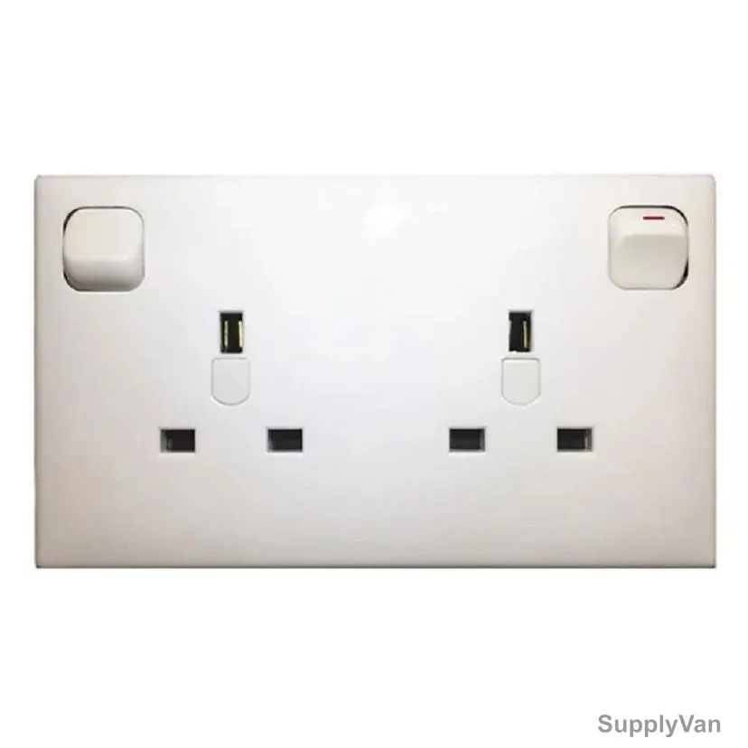 Elite Double Switched Socket, 220-240V, 3A