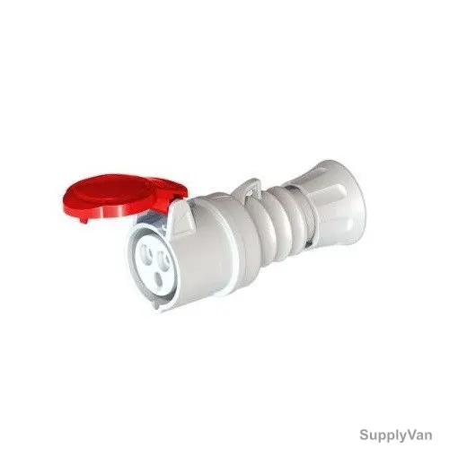 Gewiss Straight Connector, GW62008H, IP44, 16A, 3P+E, White-Red