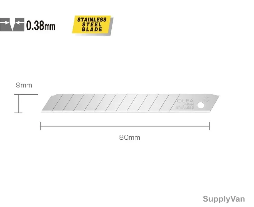 Olfa Standard Duty Blade Set, OL-AB-10S, Stainless Steel, 80MM Length