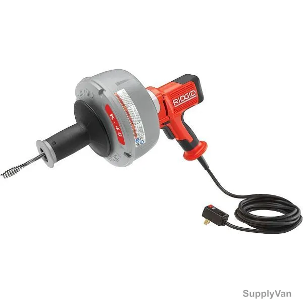 Ridgid Drain Cleaner With Autofeed, K-45AF-5, 230V, 3/4 to 2-1/2 Inch Pipe Dia, 25 Feet of 5/16 Inch Cable Drum Capacity — image 1