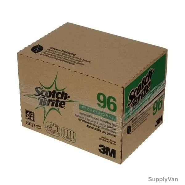 3M Scotch-Brite General Purpose Scouring Pad, 96, 6 Inch Width x 9 Inch Length, Dark Green, 20 Pcs/Box — image 1