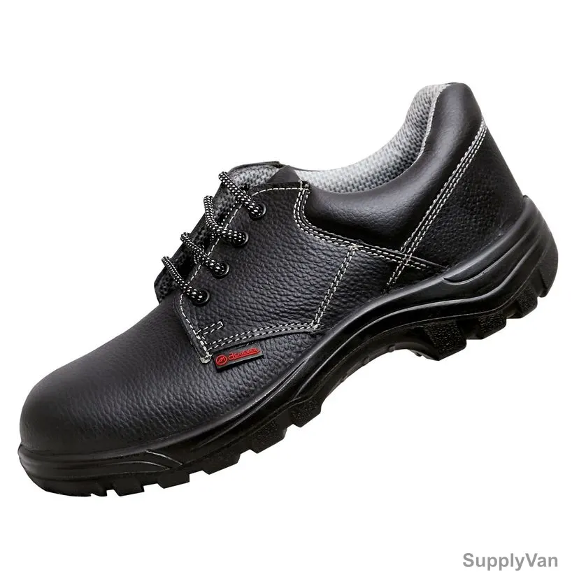 Milesttone Safety Shoes, ACHIEVER, Buff Leather, Metal Toe, Size39, Black — image 1