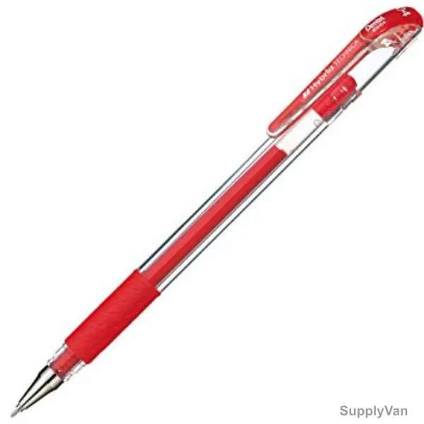 Pentel Hybrid Technica Gel Roller Pen, PE-KN105-B, 0.5MM Tip, Red, 12 Pcs/Pack
