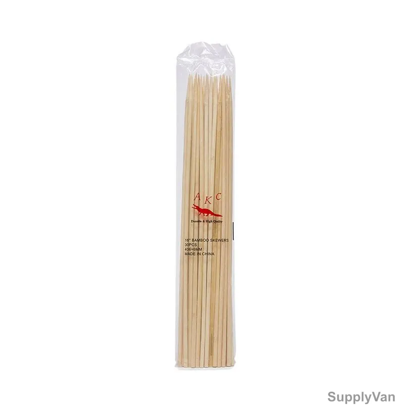 Akc Bamboo BBQ Skewers, BS10, 6MM Width x 16 Inch Length, 30 Pcs/Pack