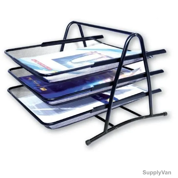 PSI 3 Tier Letter Tray, PSOTB82001, Metal, Black — image 1