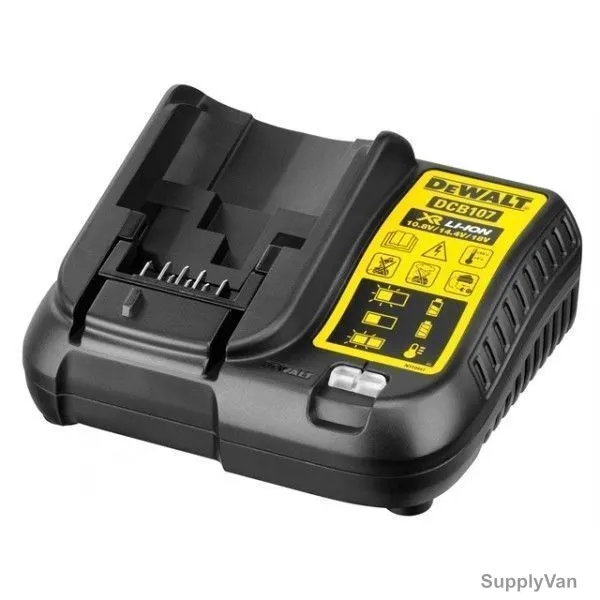 Dewalt Cordless Battery Charger, DCB107-QW, 10.8V-18V, 1.25A