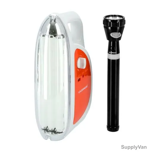 Olsenmark Rechargeable Emergency Lantern With Flashlight, OMEFL2776, 12VDC, Black/White — image 1