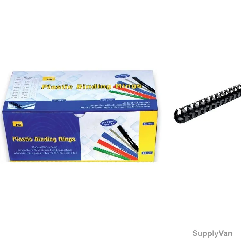 PSI Binding Ring, PSBR25BK, Plastic, 225 Sheets, 25mm, Black, 50 Pcs/Pack