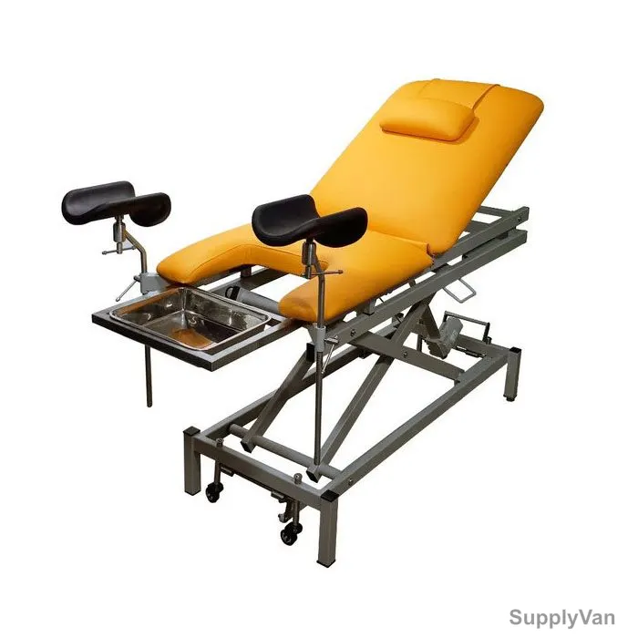 DP Metallic 3 Section Electric Gynaecology Couch, Powder Coated Steel, 46-91CM Height, Orange/Grey
