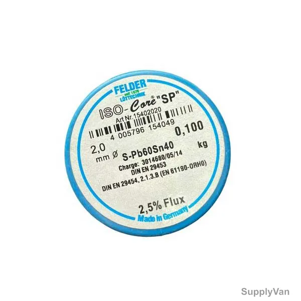 Felder Soft Soldering Wire, 18402010, Iso-Core RA, 2MM Dia, 100GM