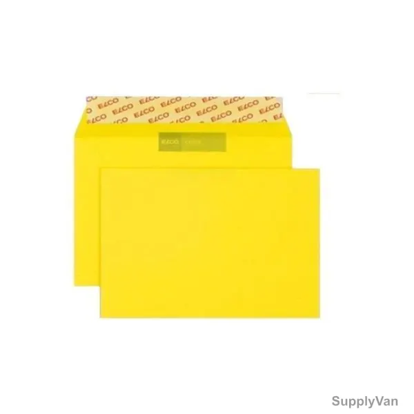 Self Seal Business Envelope, Paper, Yellow, 50 Pcs/Pack