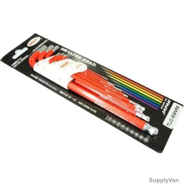 Eight Extra Long Taper Head Hex Key Wrench Set, TLC-S9NRE, 9PCS