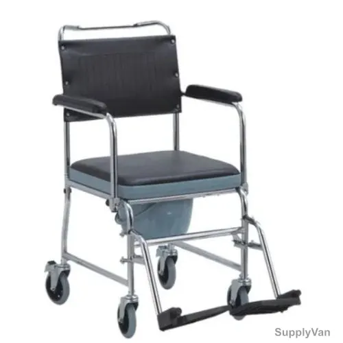 3W Commode Wheel Chair, 3W-692-46, Steel, Black