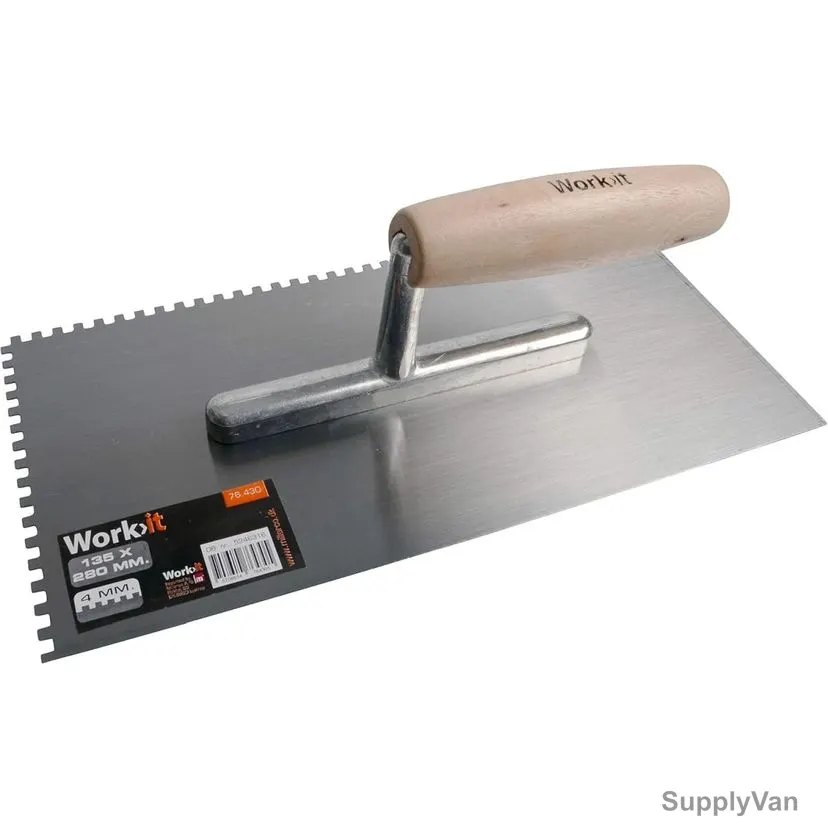 Work-It Notched Trowel, 76430, 4MM Thk, 135MM Width x 280MM Length