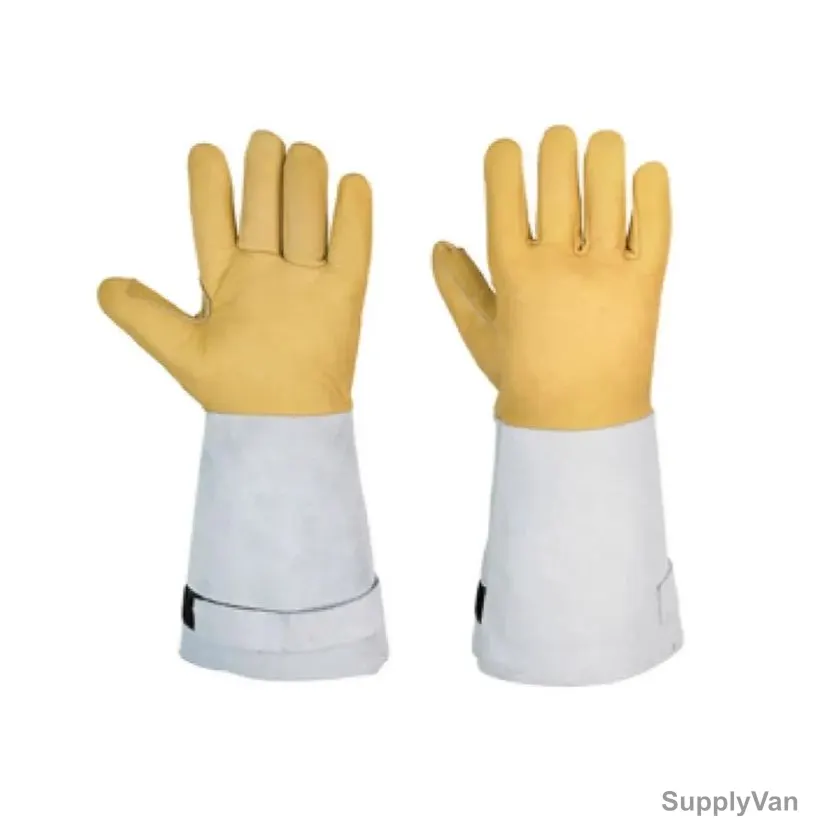 Honeywell Cryogenic Safety Gloves, 2058685-10, Silicone Grain Leather, Size10, White and Brown — image 1