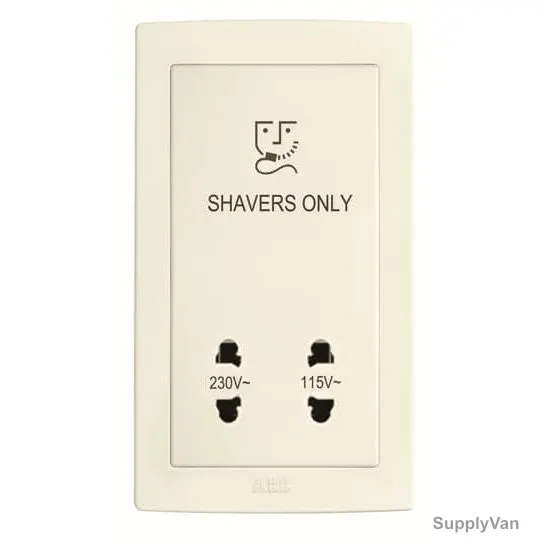 Abb Shaver Socket Outlet, AC401-82, Concept BS, Thermoplastic, 115-230V, Ivory White