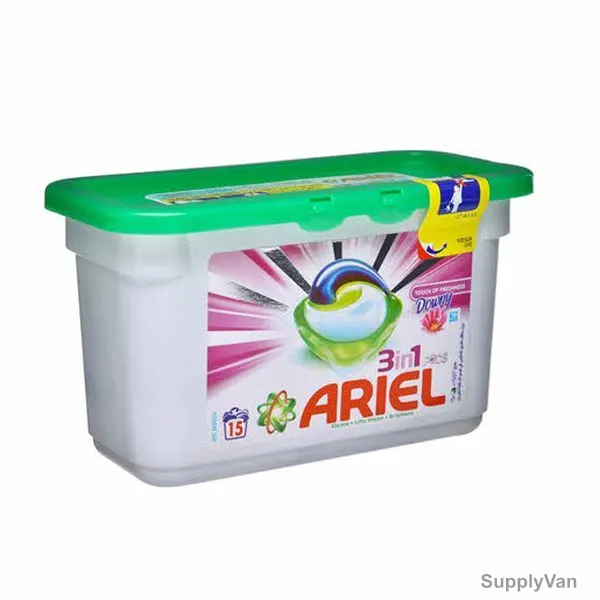 Ariel 3-In-1 Washing Liquid Capsule, Touch of Freshness Downy, 15 Pods/Pack — image 1