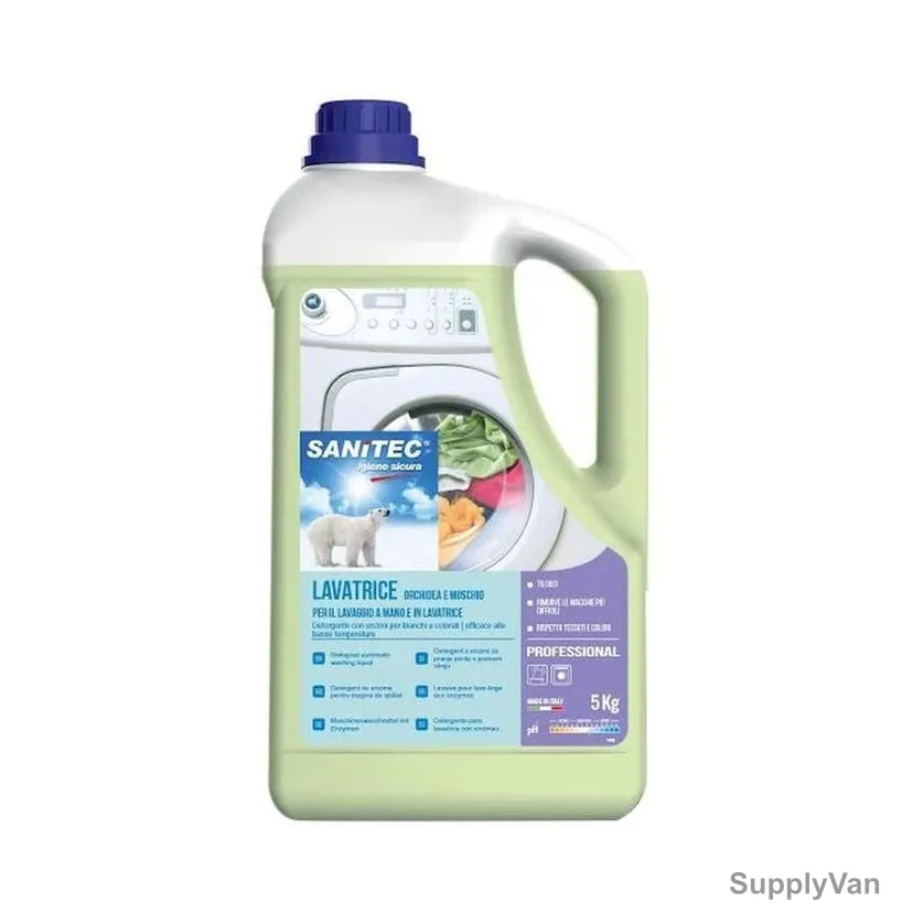 Sanitec Enzyme-Activated Washing Detergent, SN32-5, White Musk, 5 Ltrs