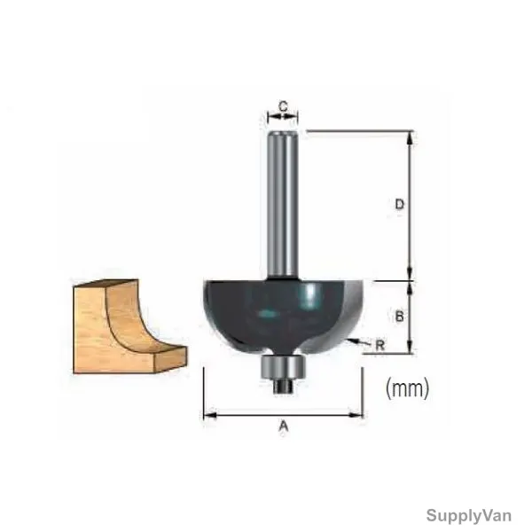 Makita Cove Router Bit, D-12815, 22.2x9.5MM