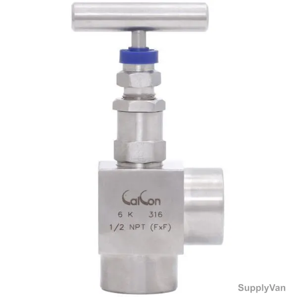 Calcon Angle Type Needle Valve, 1/2 Inch, FxFNPT