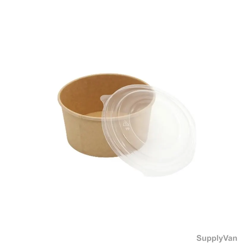 BYFT Disposable Kraft Salad Bowl With Lid, Paper, 320 GSM, 1300ML, Brown, 50 Pcs/Pack — image 1