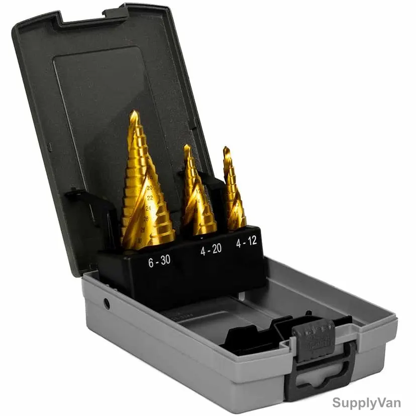 Euroboor Step Drill Bit Set, ESS-430-2, Spiral Flute, 3 Pcs/Set — image 1