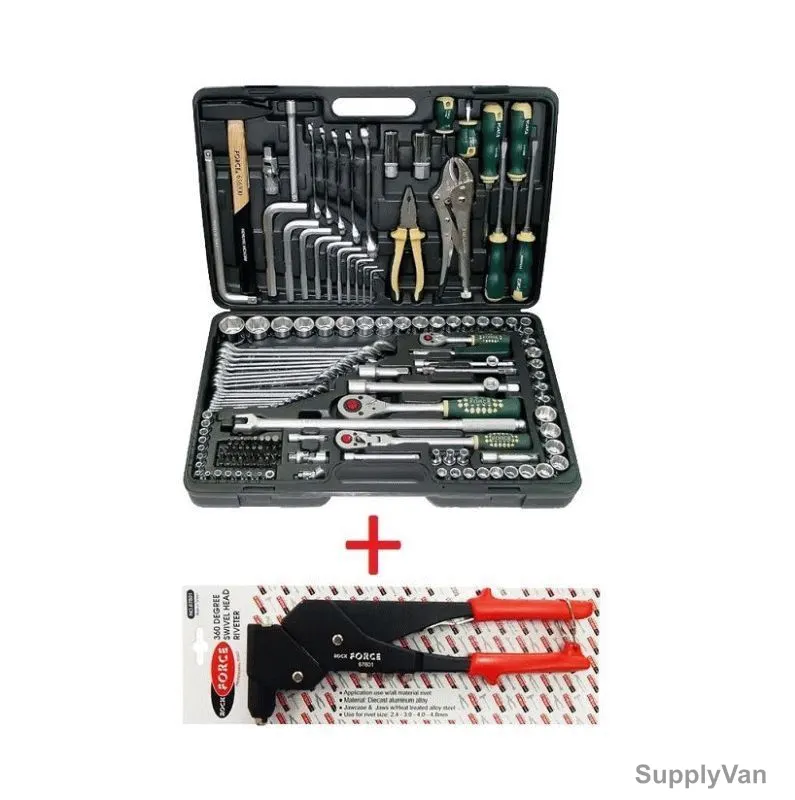 Force Combination Tool Set 142Pcs With Swivel Head Rivet Plier, 41421R-67801