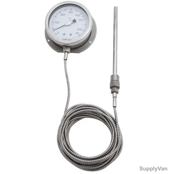 Calcon Gas Filled Capillary Type Thermometer, TG18C, 100MMx7 Mtrs, 0-650 Deg. C