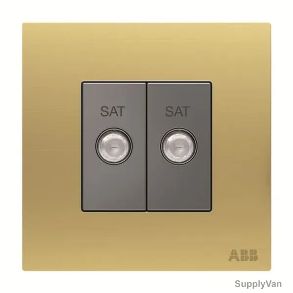 ABB F-Type SAT Twin Socket, AM32344-MG, Millenium, 2 Gang, Matt Gold