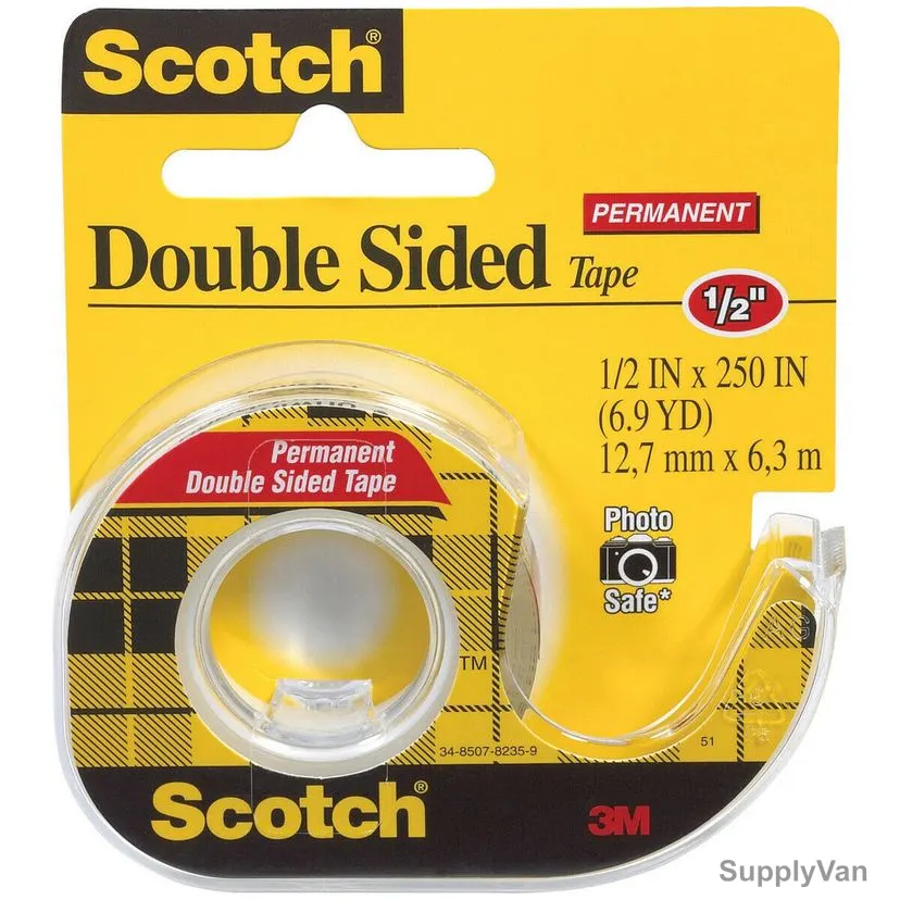 Scotch Permanent Double Sided Tape With Dispenser, 12.7MM x 6.3 Mtrs