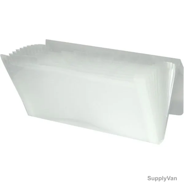 FIS Expanding File Folder, FSPG1308CL, 13 Pocket, Clear