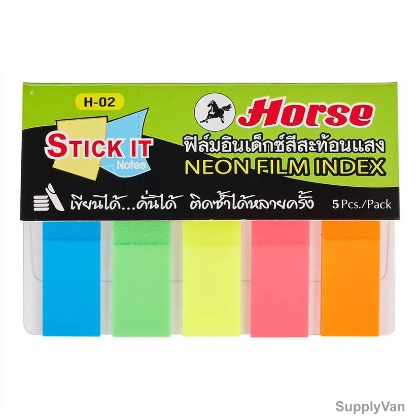 Horse Neon Index Flag, H-02-PK6, 12 x 45 mm, Multicolor, PK6
