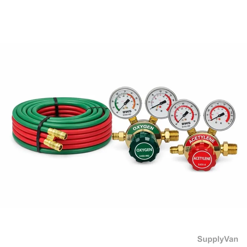 Oxygen and Acetylene Hose With Regulator and Gauge, Rubber, 6MM Inner Dia x 10 Mtrs Hose Length, 300 PSI