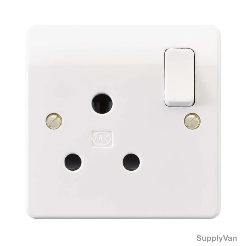 Mk DP Shuttered Switched Socket, K2893WHI, Logic Plus, 15A, 1 Gang, White