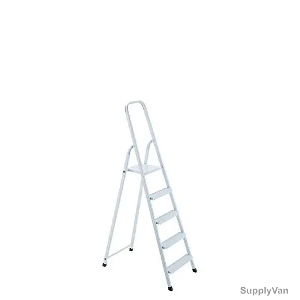 Robustline 5 Steps Ladder, Steel, Silver