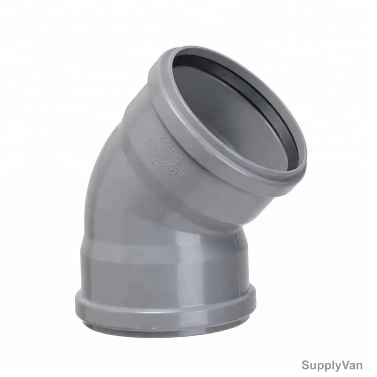 Terrain Soil Pipe Elboe, PVC, 45 Degree, 3 Inch, Grey