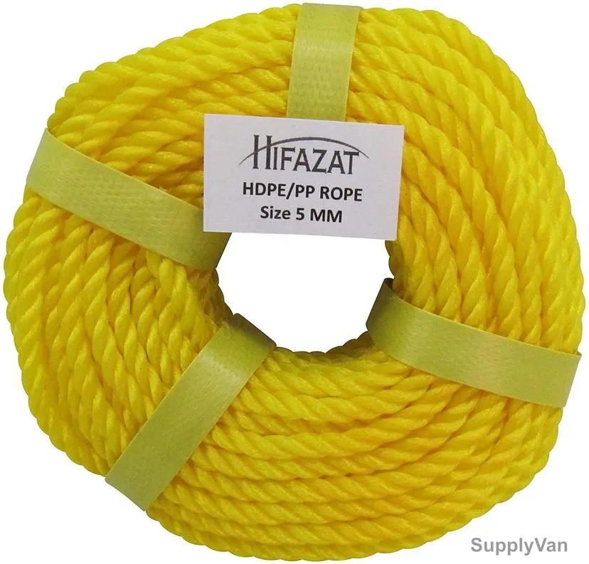 Hifazat Rope, SHGT-NRYL-525, Nylon, 5MM x 22.86 Mtrs, Yellow