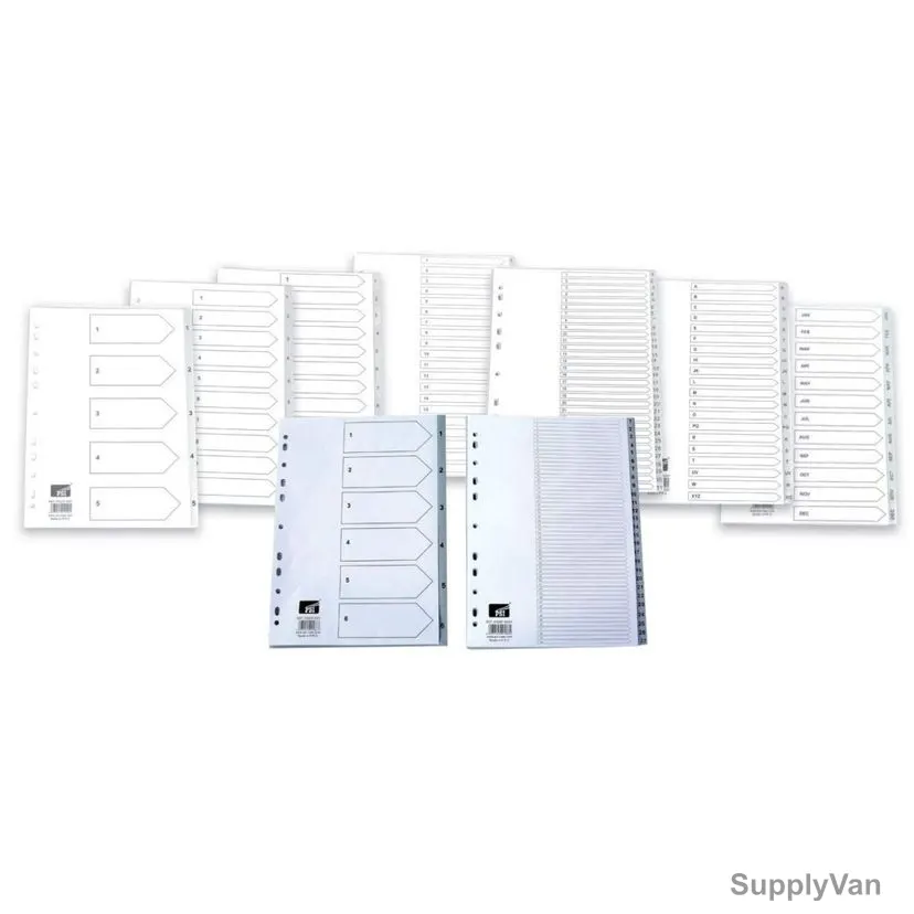 PSI Index Divider, PSDIF-5GY, A4, 5 Tab, Polypropylene, Grey