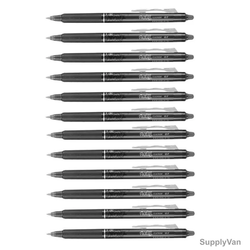 Pilot Erasable Rollerball Pen, BLRT-FR-7-B, Frixion Clicker, 0.7MM, Black, PK12