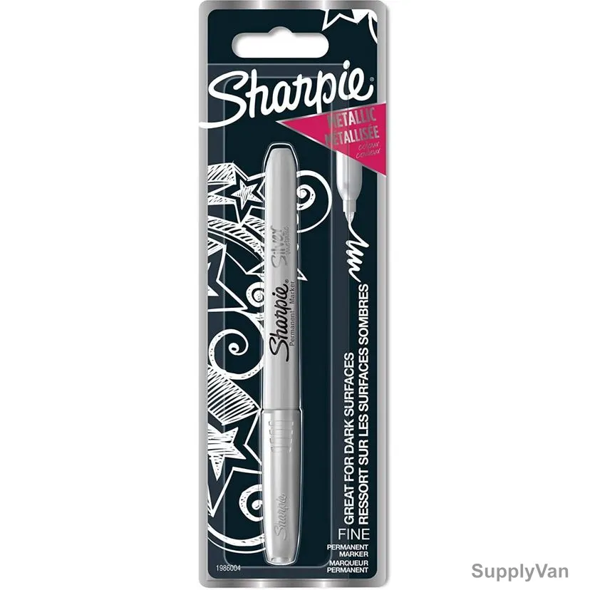 Sharpie Metallic Permanent Marker, SP-1986004, 0.9MM Tip Size, Metallic Silver