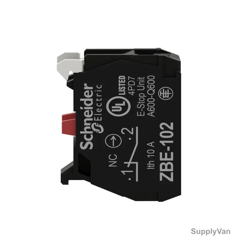 Schneider Electric Screw Terminal Contact Block, ZBE102, 1 Pole, 10A, 600V, 1NC
