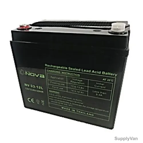 Nova Rechargeable Sealed Lead Acid Battery, NV33 -12L, 12V, 33Ah/20Hrs